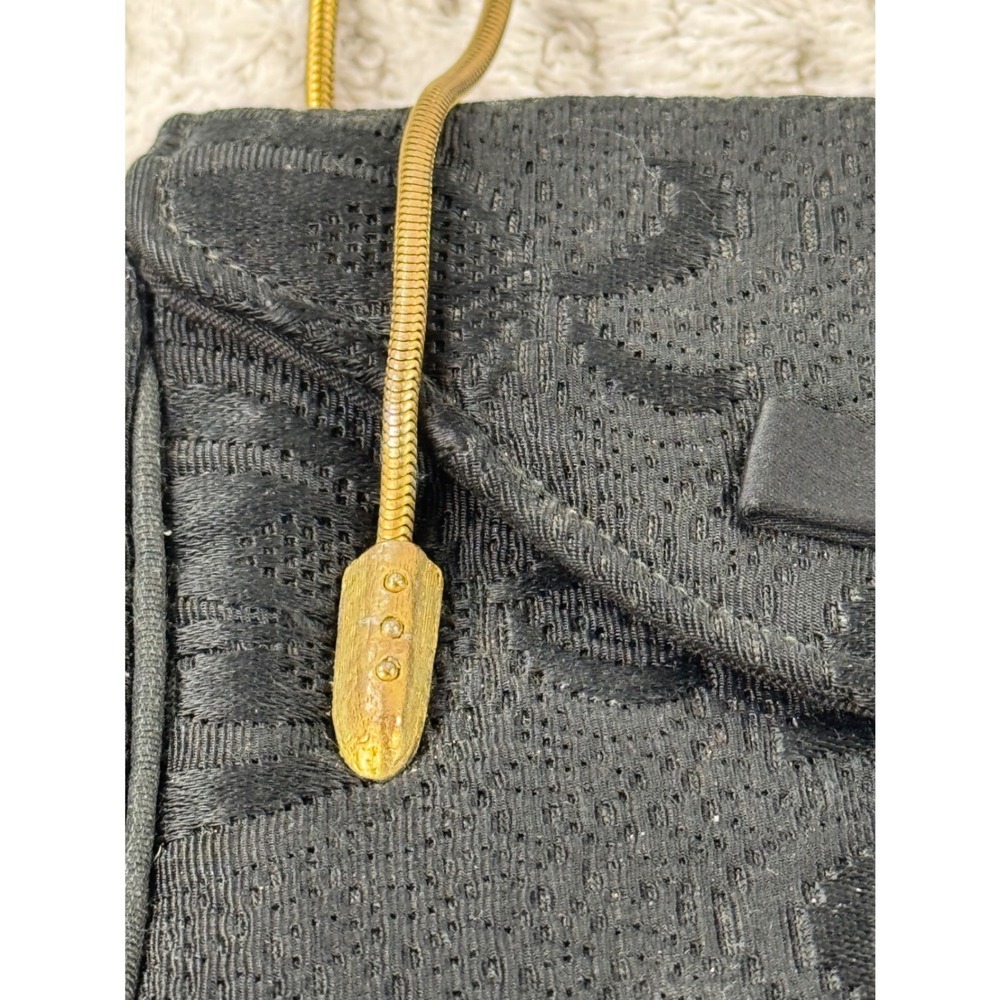 Vintage‎ Garay Black Jacquard Evening Bag Gold Snake Chain Strap Bow  Clutch - Picture 6 of 8